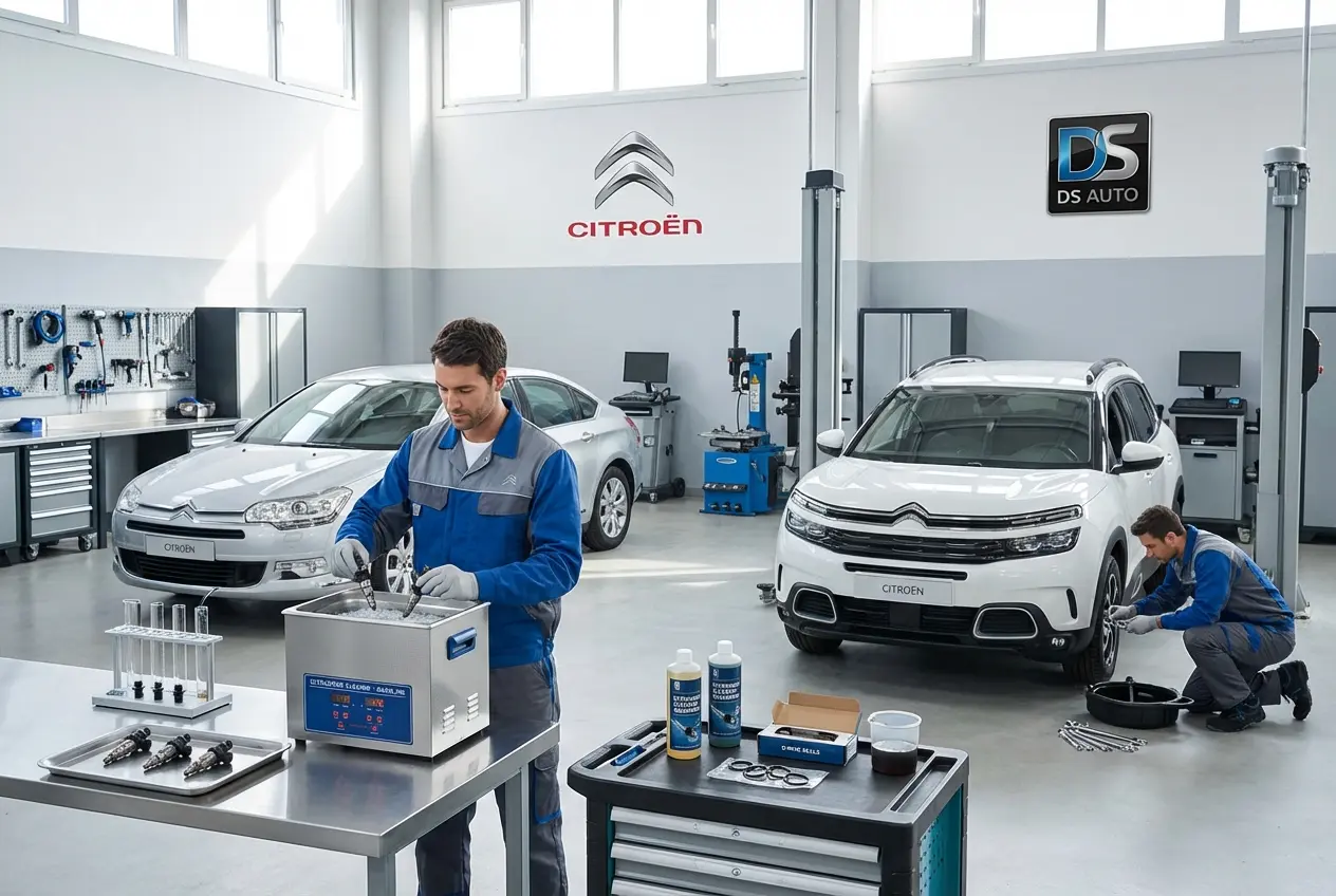 Топливные форсунки Ситроен на диагностическом стенде в автосервисе DS Auto в Жуковском — проверка и ультразвуковая чистка для бензиновых двигателей Citroen
